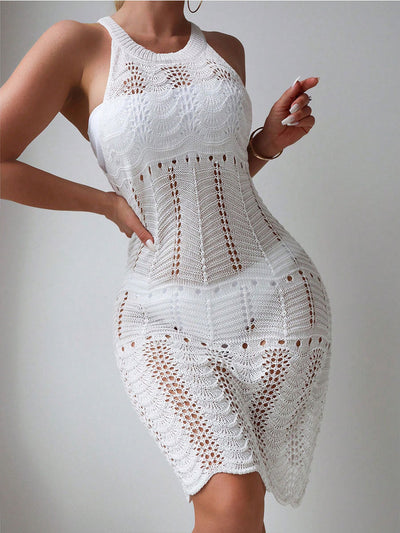 Beach Cover Up Seaside Coat Bikini Swimsuit Woven Loose Sun Protection Beach Vacation Vest Dress