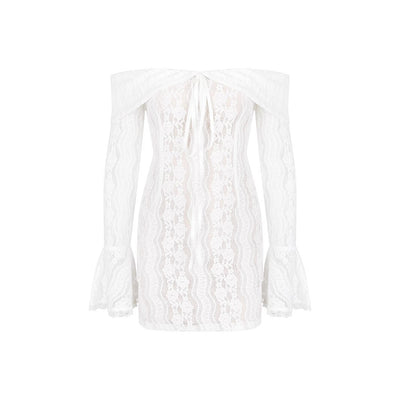 Autumn Elegant Women Lace Long Sleeve off Shoulder Dress Skinny Sheath Autumn Women High Grade
