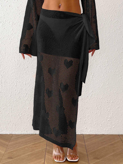 Women Beach Dress Women Clothing Summer Love Jacquard Woven Blouse Irregular Asymmetric Lace up Skirt
