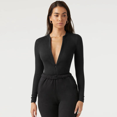 Women Clothing Jumpsuit Skinny Knitted Top Jumpsuit Zipper Top Shorts