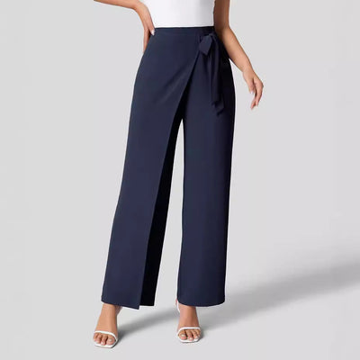 Workwear Women Work Pant Casual Texture Wide Leg Professional Trousers Belt Pants