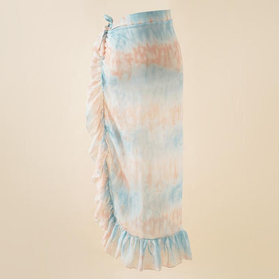 Chiffon Printed Beach Cover up Sexy Slit Skirt Vacation Skirt Beach Cover Up Women