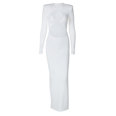 Women Clothing Autumn Sexy Cutout Exposed Cropped Split Hip Bag Dress Women