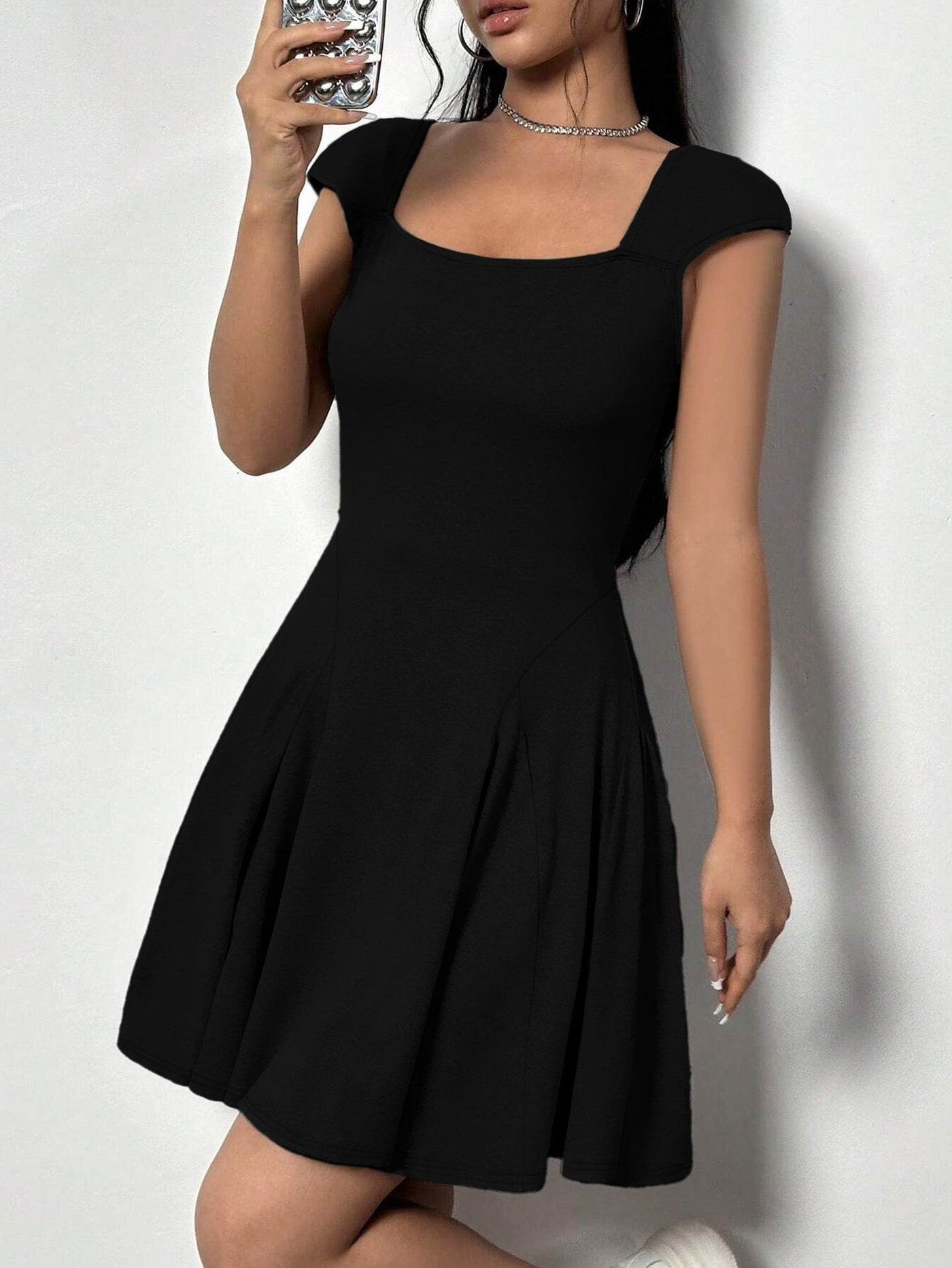 Women Clothing Summer Backless Bandage Square Collar Sexy Dress