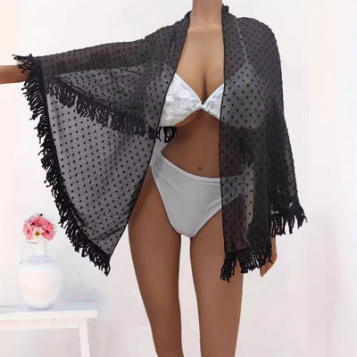 Women Clothing One Piece Beach Skirt Tassel Stitching Multiple Wear Anti-Sunburn Shawl