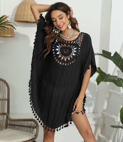 Women Ruffled Dress Women Clothing Hand Crocheting Stitching Tassel Beach Beach Cover Up