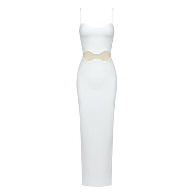 Women Clothing Autumn Wave Mesh Spaghetti Strap Dress Sexy Sexy Cropped Outfit See through Split Dress
