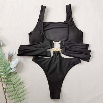 Bikini Sexy Metal Buckle One Piece Swimsuit Bikini