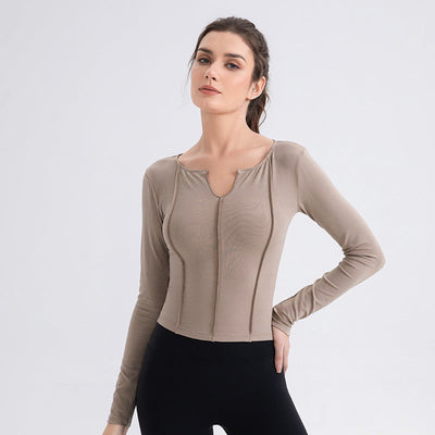 Women Yoga Sports Long Sleeve Skinny Stretchy Slimming Running Top T shirt Breathable Training Workout Clothes