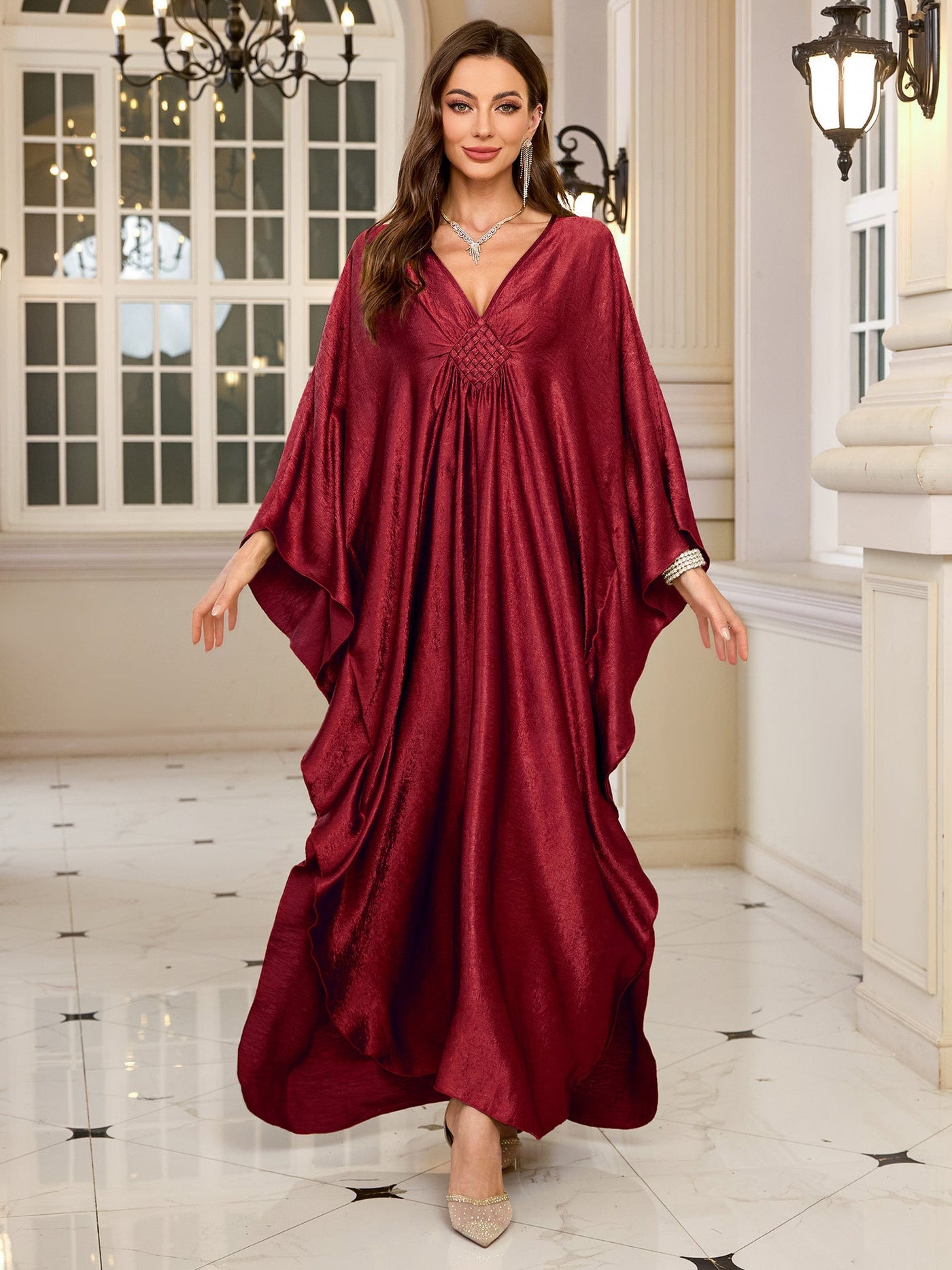 Polyester Gold Faux Loose plus Size Robe Beach Jacket Maxi Dress Bikini Cover up Blouse