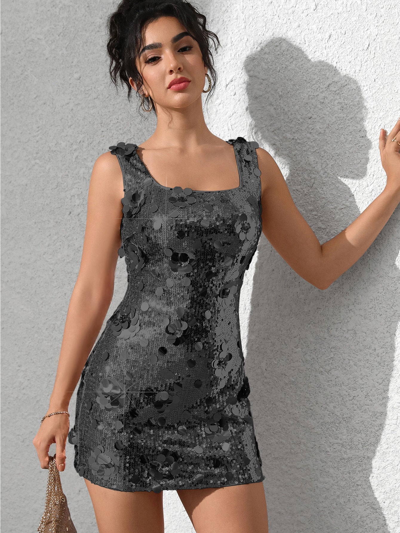 Women Clothing Nightclub Dress Sexy Slim Fit Sequined Dress Short Dress