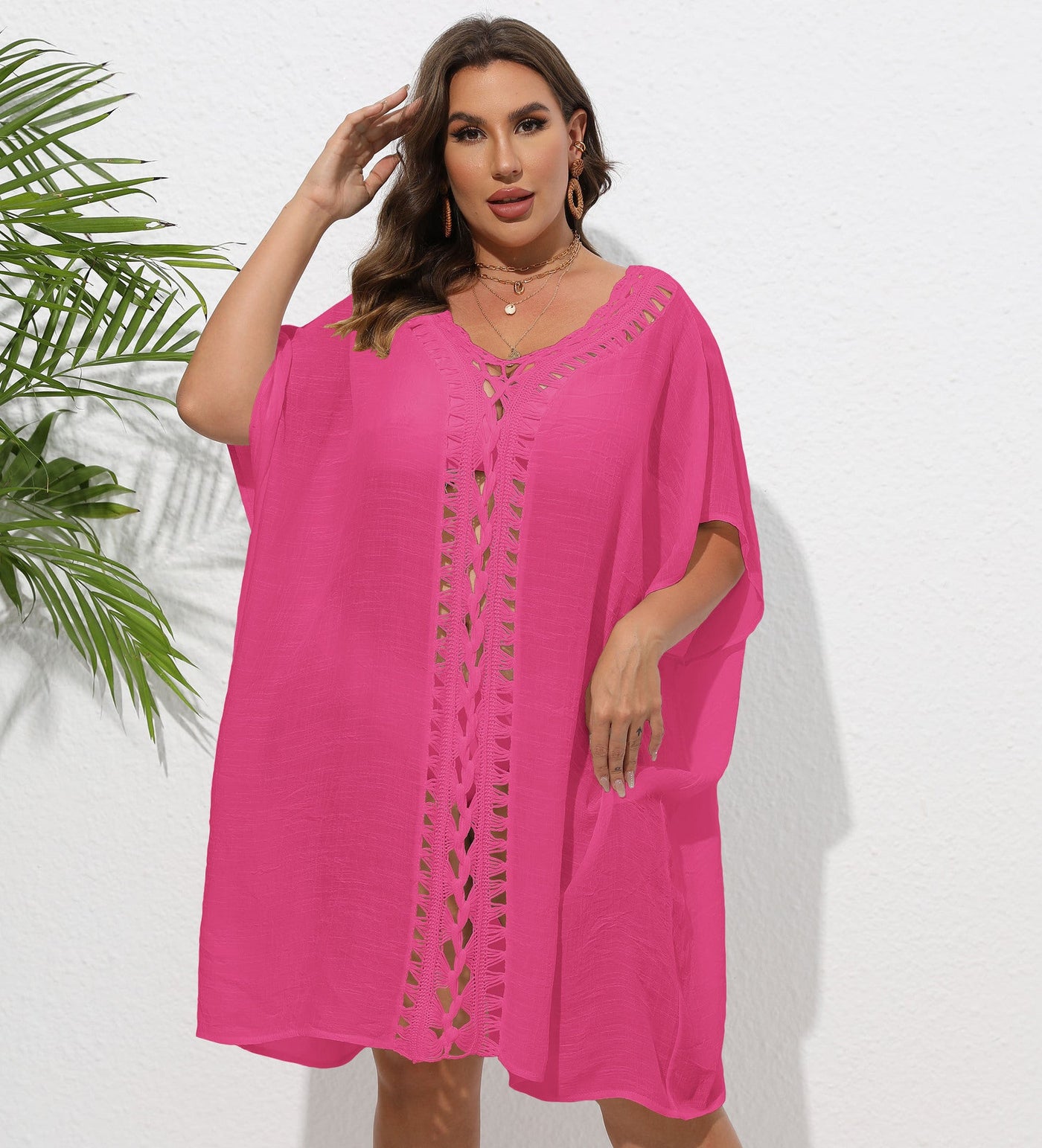 Women Dress Women Clothes Crochet Stitching Loose Beach Bikini Cover Up Blouse