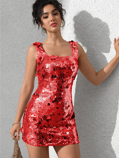 Women Clothing Nightclub Dress Sexy Slim Fit Sequined Dress Short Dress