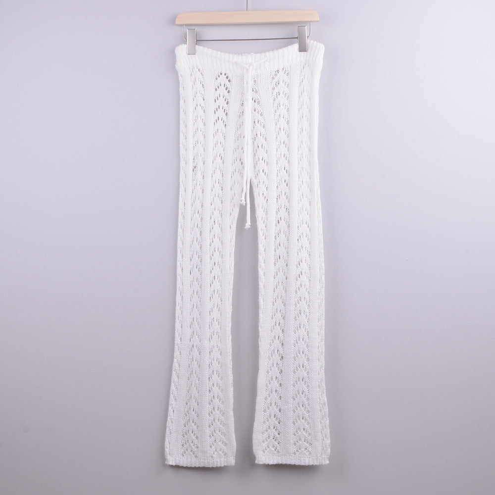 Arrival Hollow Out Hollow Out Cutout out Hand Crochet Loose Wide Trousers Vacation Beach Pants Trousers