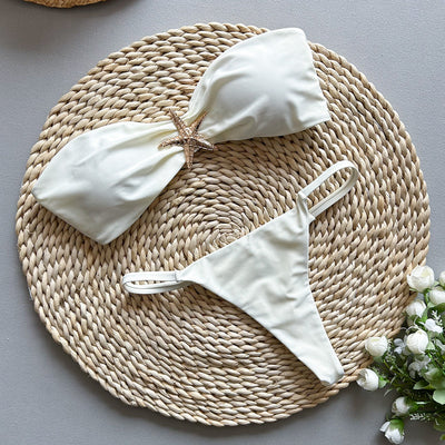 Bikini Sexy Bikini Solid Color Tube Top Split Women Swimsuit Swimsuit Women