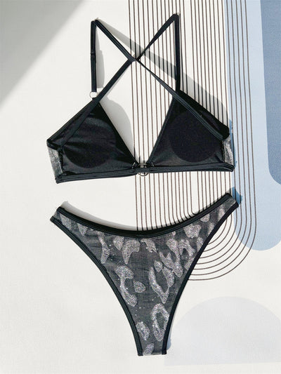 Bikini Double Bikini Bandage Swimsuit Sexy Swimsuit Women Backless Swimsuit Printed