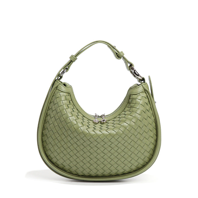 Woven Bag Women Woven Bag Idle Soft Leather Textured Oval Saddle Hand Carrying Selenodont Bag