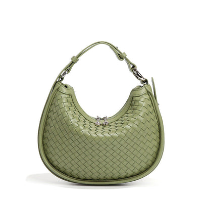 Woven Bag Women Woven Bag Idle Soft Leather Textured Oval Saddle Hand Carrying Selenodont Bag