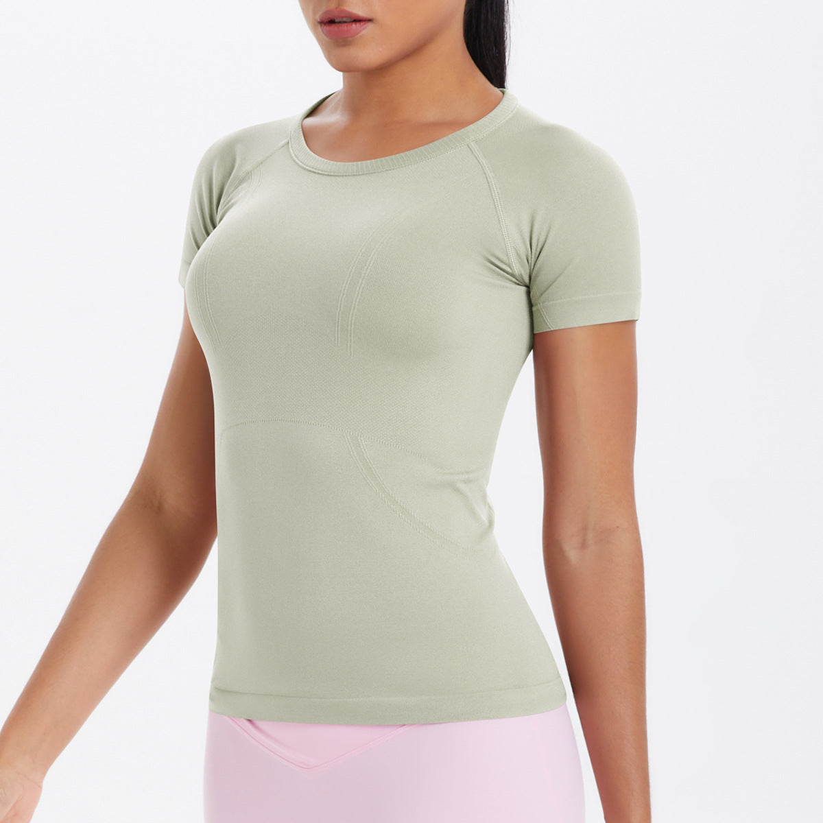 Women Short Sleeve round Neck Exercise T shirt Running Fitness Top Skin Friendly Slim Breathable Yoga Short Sleeve