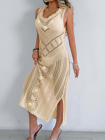 Beach Beach Cover Up Women Sexy Cutout Woven Shirt Vest Dress Hand Crocheted Stitching Holiday Dress