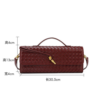 Woven Dinner Bag Soft Leather Mid Ancient Baguette Bag File Holder Horizontal Crossbody Bag Women