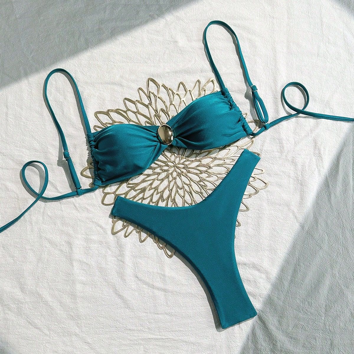 Bikini Sexy Bikini Solid Color Tube Top Split Women Swimsuit Women