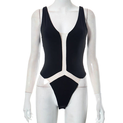 Women Clothing Summer Sexy Mesh See through Skinny Hip Raise Jumpsuit
