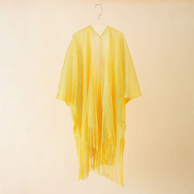 Beach Solid Color Sun Proof Tassel Knitting Beach Cover Up Sweater Shawl Cardigan