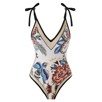 Women One Piece Swimsuit Women Skinny Slimming Retro Tied Swimsuit Suit Chiffon Dress