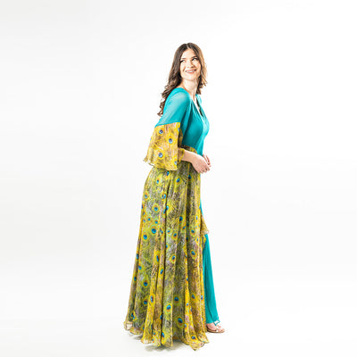 Bell Sleeves Mix-media Maxi
