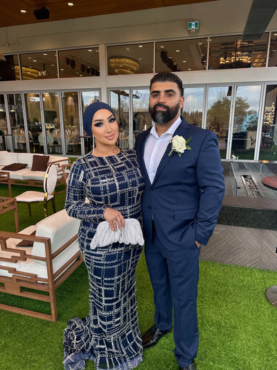 Sahara Embellished Silver Beaded Modest Long Sleeve Dresses