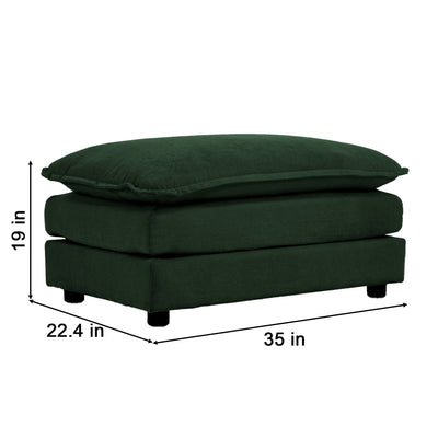 Chenille Two-Seater Sofa with 1 Footrest, 2 Seater L-Shaped Sectional with Ottoman,Loveseat with Ottoman for Small Living Space, Green Chenille