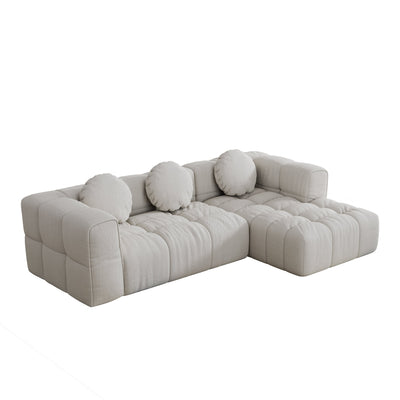 Modern upholstered combination sofa set, fully compressed modular 103' L-shaped combination living room sofa set with 3 pillows, free combination sofa for living room and bedroom (Right side recliner)