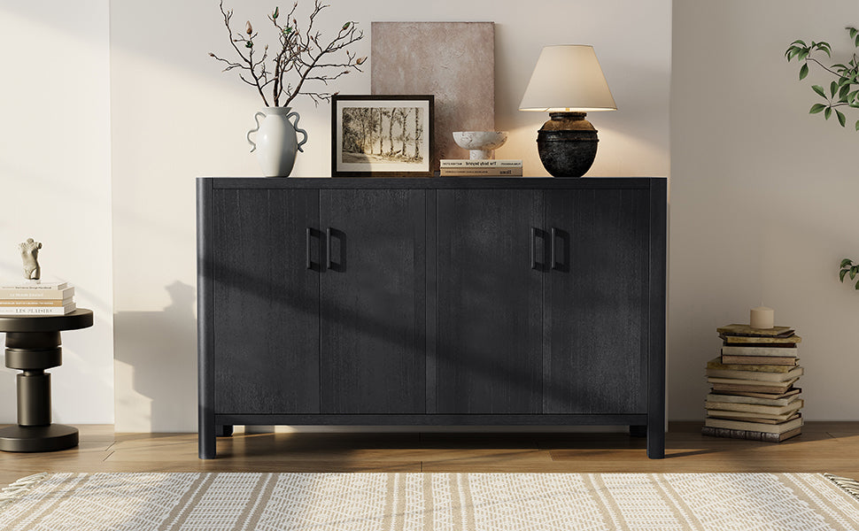 Mirod Farmhouse Style 4-Door Cabinet with Natural Finish, A Rustic Accent for Entryways or Small Spaces