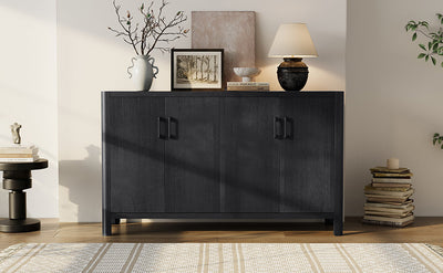 Mirod Farmhouse Style 4-Door Cabinet with Natural Finish, A Rustic Accent for Entryways or Small Spaces