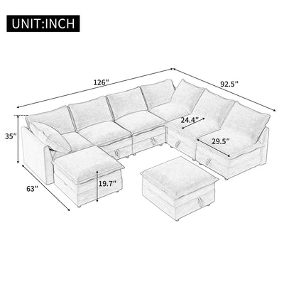 Mirod Versatile 8-Piece Modular Sofa Bed with Storage,Stylish Faux Double-Layer Cushions,Comfortable & Durable Design,Perfect for Any Living Space
