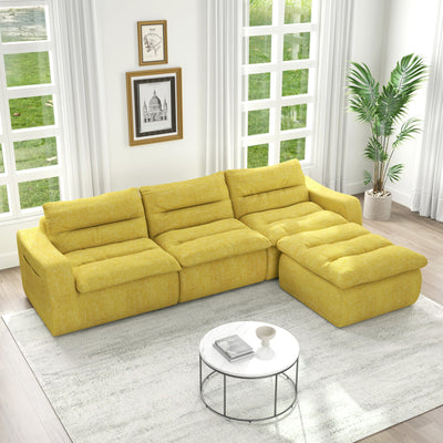Modern Lazy Style L-Shaped Modular Combined Sofa with Comfortable Beanbag Design - Yellow