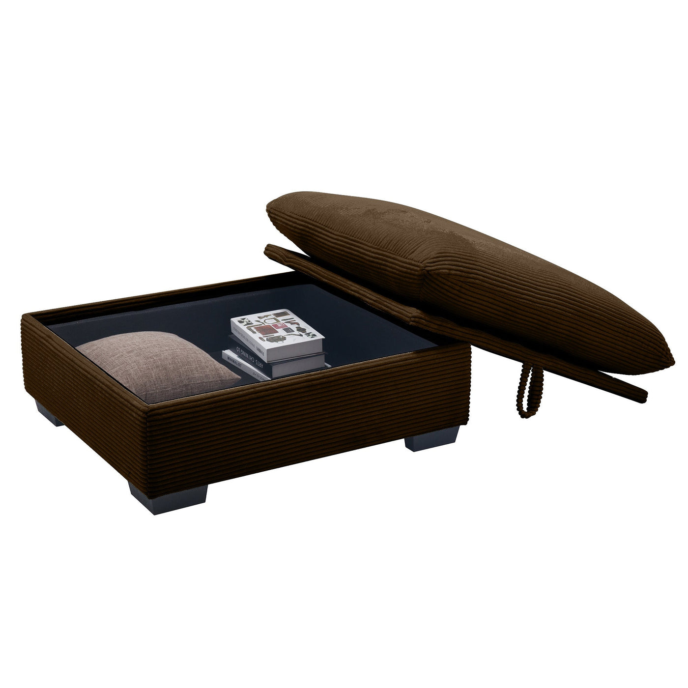 Corduroy Fabric Ottomans Footrest to Combine with 2 Seater Sofa, 3 Seater Sofa and 4 Seater Sofa, Brown Corduroy