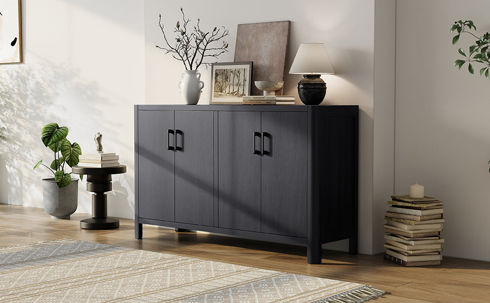 Mirod Farmhouse Style 4-Door Cabinet with Natural Finish, A Rustic Accent for Entryways or Small Spaces