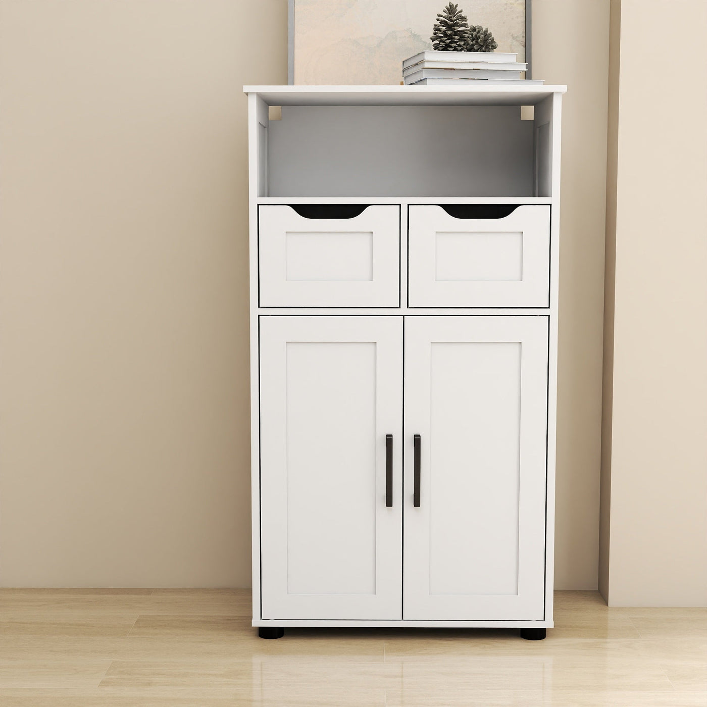 Farmhouse Storage Cabinet ,Versatile Double-Door Storage Cabinet with Adjustable Shelves - Perfect for Living Room & Dining Room