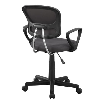 Office Chair, Adjustable Height, Swivel, Ergonomic, Armrests, Computer Desk, Work, Juvenile, Grey Mesh, Black Metal, Contemporary, Modern
