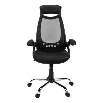 Office Chair, Adjustable Height, Swivel, Ergonomic, Armrests, Computer Desk, Work, Black Mesh, Chrome Metal, Contemporary, Modern