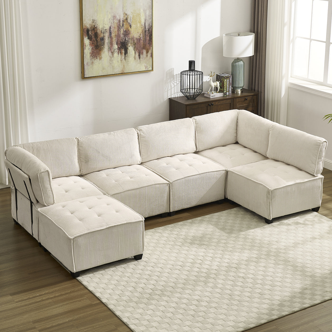 UNITED WE WIN Modular Sectional Sofa U Shaped Modular Couch with Reversible Chaise Modular Sofa Sectional Couch,6- Seat Convertible Sofa,Fit for Living Room