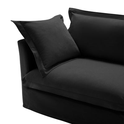 Slipcovered U Shape Sectional Wide and Deep Seat Sofa Couch, 4 Seater Sofa with French Edges Design Multiple Big Pillows, Soft Deep Seat Comfy Cloud Couch for Living Room, Apartment, Chenille Fabric