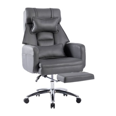 Swivel Ergonomic Office Chair, Technology Leather  High Back Office Chair with Lumbar Support Headrest, Sedentary Comfortable Boss Chair, 155° Reclining Computer Chair (Color : DARK GREY)