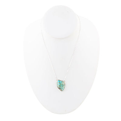 Abstract Blue Turquoise and Sterling Silver Pendant Necklace