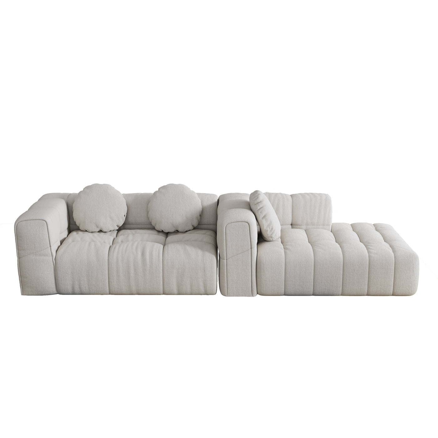 Modern upholstered combination sofa set, fully compressed modular 103' L-shaped combination living room sofa set with 3 pillows, free combination sofa for living room and bedroom (Right side recliner)