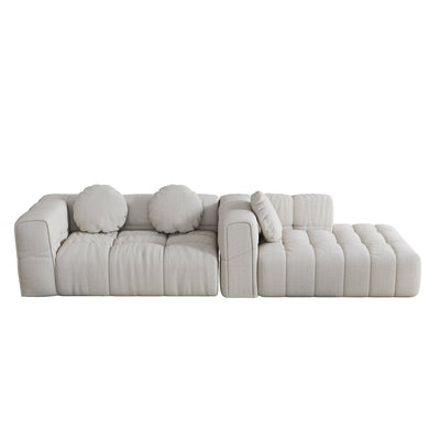 Modern upholstered combination sofa set, fully compressed modular 103' L-shaped combination living room sofa set with 3 pillows, free combination sofa for living room and bedroom (Right side recliner)