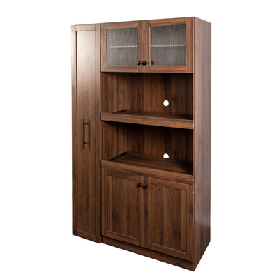 Kitchen pantry cabinet with multi-functional pull-out multi-tier storage shelf,Farmhouse Storage Cabinet with 4 Doors,Pantry Organizers for Kitchen,Dining Room