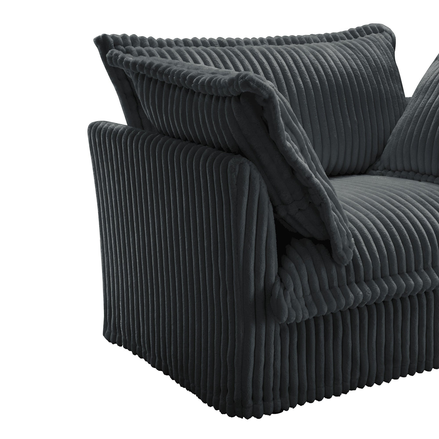Slipcovered U Shape Sectional Wide and Deep Seat Sofa Couch, 4 Seater Sofa with French Edges Design Multiple Big Pillows, Soft Deep Seat Comfy Cloud Couch for Living Room, Apartment, Gray Corduroy